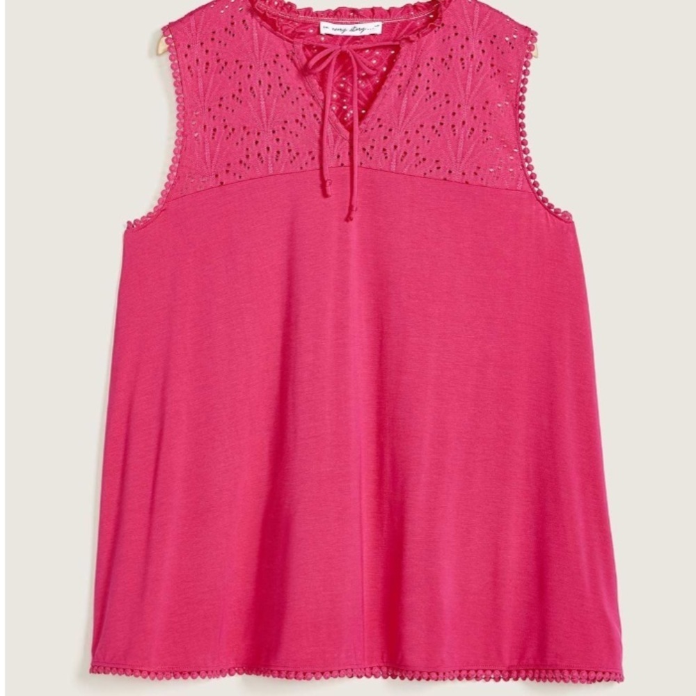 Plus Size 4X Sleeveless top with eyelet yoke, In Every Story - Picture 3 of 11